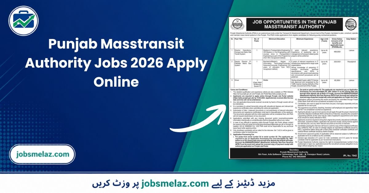 Punjab Masstransit Authority Jobs 2026