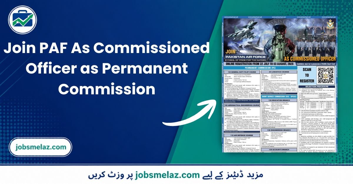 Join PAF As Commissioned Officer as Permanent Commission