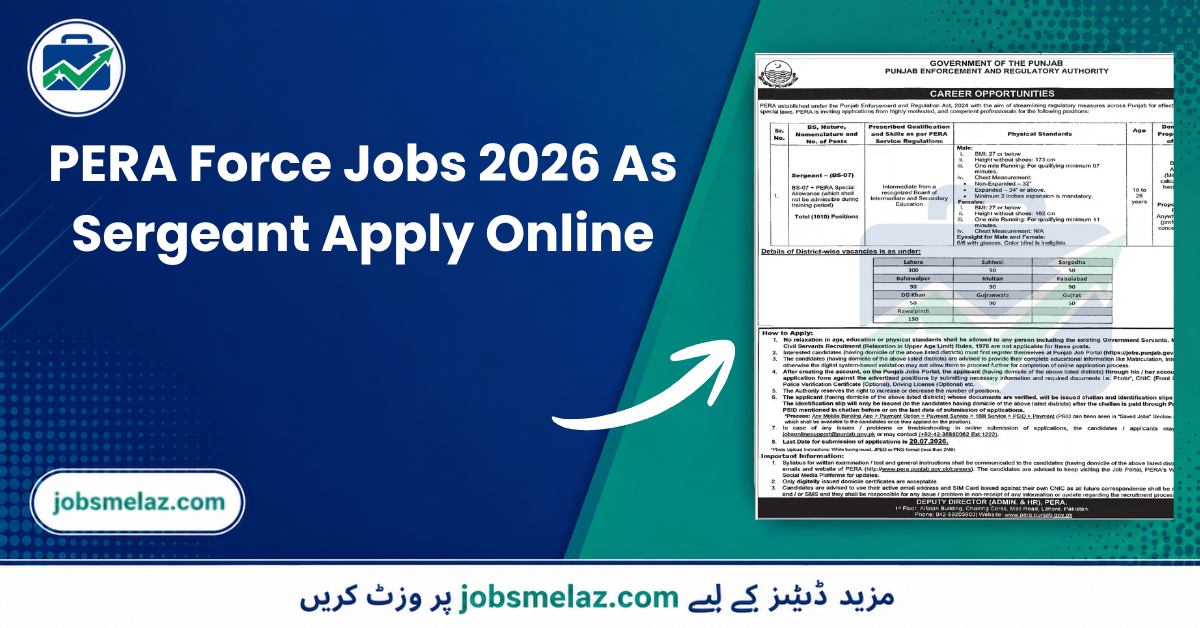 PERA Force Jobs 2026 As Sergeant Apply Online